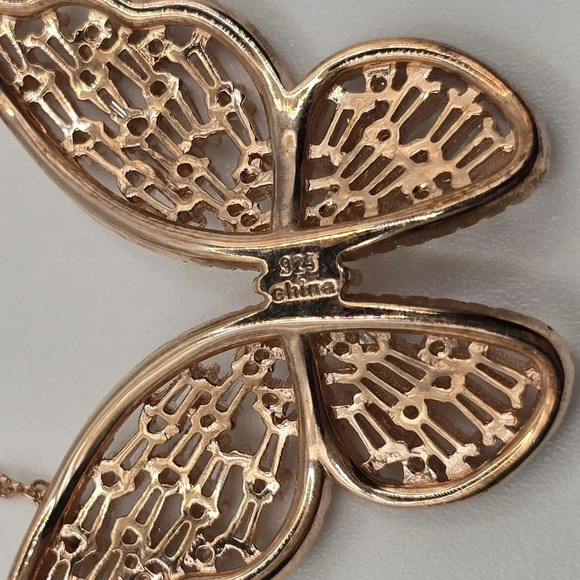 Rose Sterling Silver Cubic Zirconia Butterfly Necklace *Nordstrom* - Picture 3 of 7